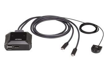 2-Port 4K DisplayPort USB-C Cable KVM Switch with Remote Port Selector