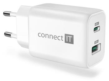 CONNECT IT Wanderer2 GaN nabíjecí adaptér 1×USB-C + 1xUSB-A, 33W PD, BÍLÝ