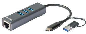 D-Link DUB-2332 USB-C/USB to Gigabit Ethernet Adapter with 3 USB 3.0 Ports