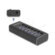 Delock 7portový USB hub se 4 porty 10 Gb/s a 4 porty pro rychlé nabíjení s přepínačem a osvětlením