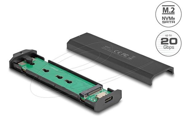 Delock Externí USB Type-C 20 Gbps Combo kryt pro M.2 NVMe PCIe nebo SATA SSD - bez nástrojů