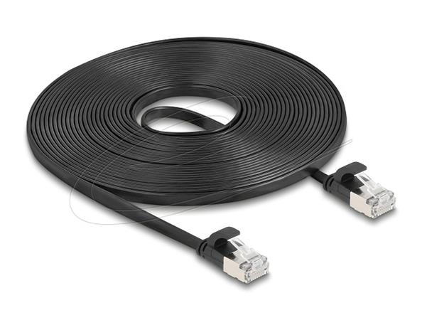 Delock Plochý patch kabel RJ45 zástrčka na zástrčku Cat.6A U/FTP 7,5 m, černý