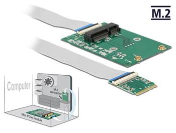 Delock Převodník M.2 Key A+E samec > 1 x Mini PCIe Slot half size / full size s flexibilním kabelem