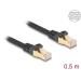 Delock Síťový kabel RJ45 s pleteným opláštěním, Cat.6A, ze zástrčky S/FTP na zástrčku, 0,5 m, černý