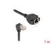Delock Síťový prodlužovací kabel ze zástrčky S/FTP RJ45, pravoúhlý (90°), na integrovanou zásuvku RJ45, Cat.6A, 1 m, černý