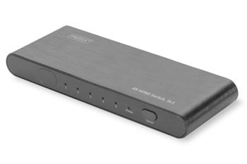DIGITUS 4K Highspeed HDMI 2.0 Přepínač, 5x1 UHD 4K*2K@60 Hz, Full 3D, hliníkové pouzdro, černá