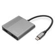 DIGITUS Adaptér USB-C - 2x HDMI, 18 cm 4K/30Hz, stříbrný, hliníkový kryt