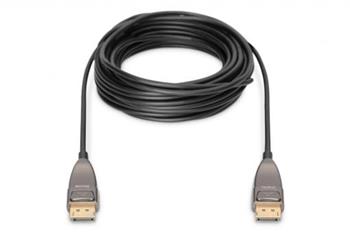 Digitus DisplayPort AOC hybridní připojovací kabel M/M, 15m, UHD 8K@60Hz, CE, zlato, bl