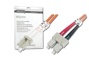 DIGITUS Fiber Optic Patch Cord, LC to SC, Multimode 62.5/125 µ, Duplex Length 1m OM1