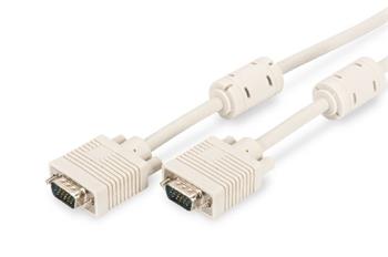 Digitus Připojovací kabel monitoru VGA, HD15 M/M, 3 m, 3Coax/7C, 2xferit, be