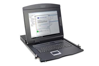 DIGITUS Professional Modular console with 17" TFT (43,2cm), 16-port KVM & Touchpad, german keyboard