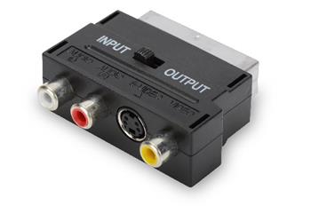 Ednet Audio/video adaptér, Scart samec - 3x Cinch + SVHS samice, černý
