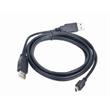 GEMBIRD CABLEXPERT Kabel USB A-MINI 5PM 2.0, 0,9 m DUÁLNÍ pro extra napájení