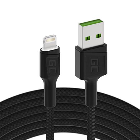 Green Cell Ray Kabel USB-A - Lightning 2m LED s rychlým nabíjením pro Apple iPhone