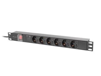 LANBERG NAPÁJECÍ DISTRIBUČNÍ JEDNOTKA (PDU) 19" 1U 16A 2M 6X SCHUKO ZÁSUVKY ČERNÁ