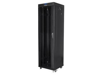 LANBERG Volně stojící skříň 19" 42U/600x600 (v rozloženém stavu) skleněné dveře LCD černá (RAL9004)