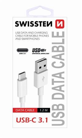 SWISSTEN DATA CABLE USB / USB-C 3.1 1,5M WHITE (7mm)